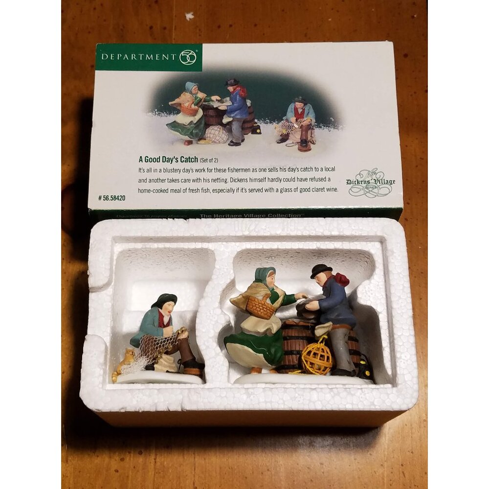 "A Good Day's Catch" Set of 2 #58420 Dicken's Village Series -Retired-